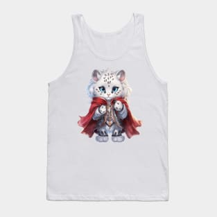 Cartoon Snow Leopard in Dracula Costume Tank Top